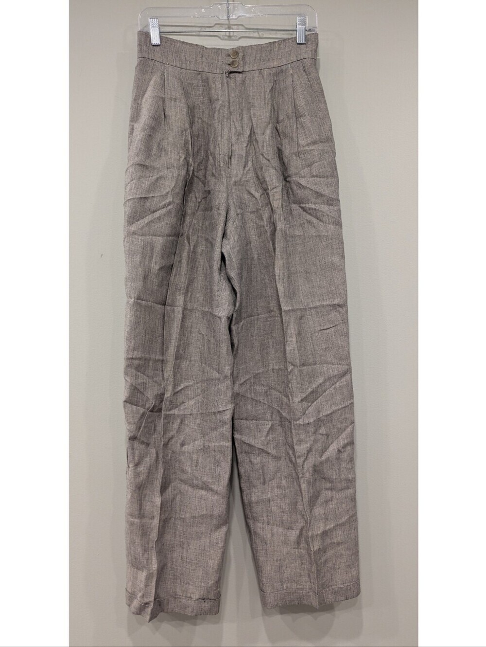 MaxMara 100% Flax Linen Grey Dress Pants Size 10